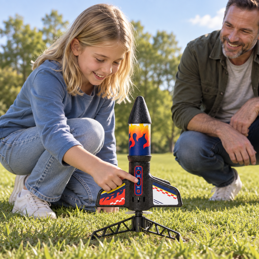 Motorised Rocket Launcher Toy with Parachute