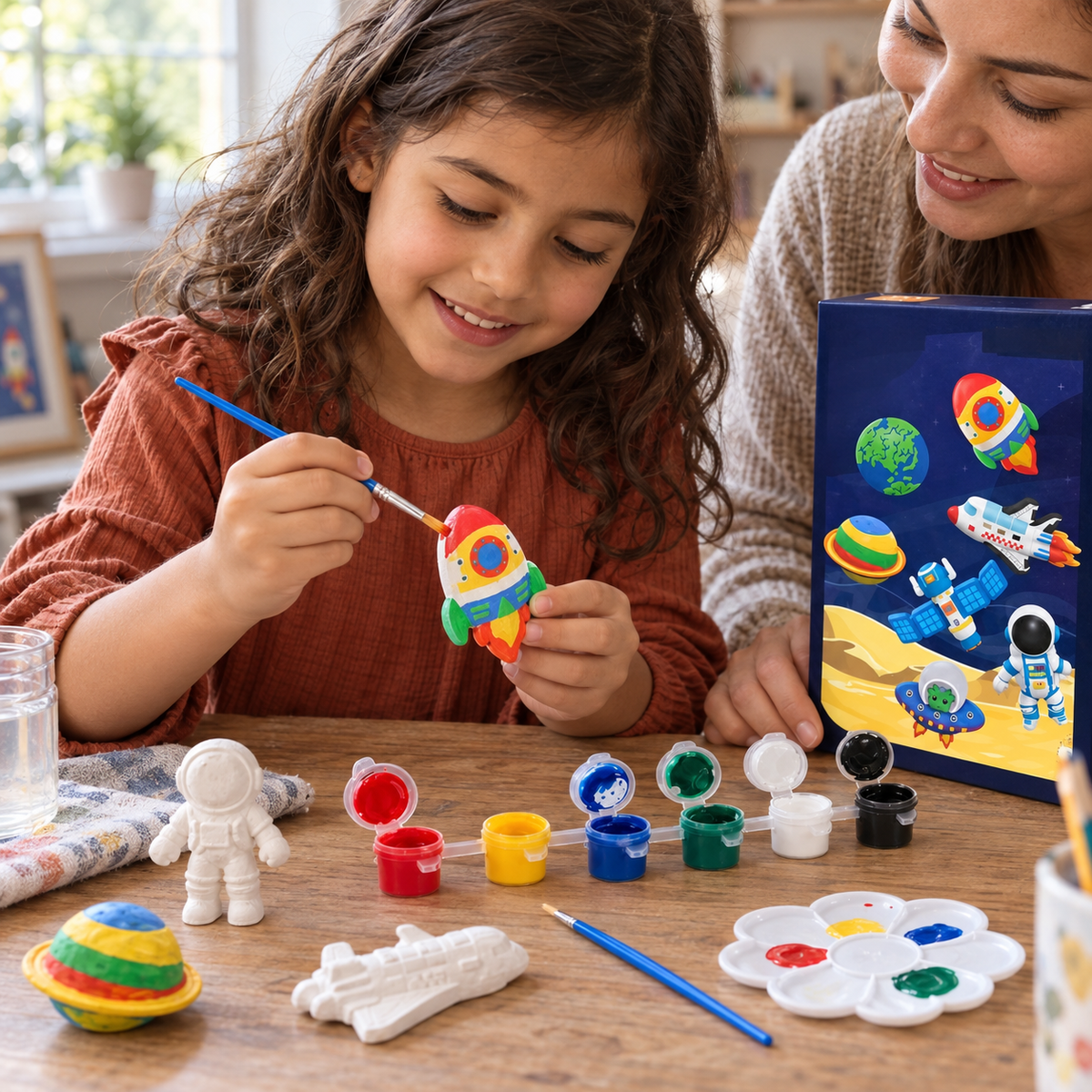 A child using the Mould and Paint Craft Kit during play
