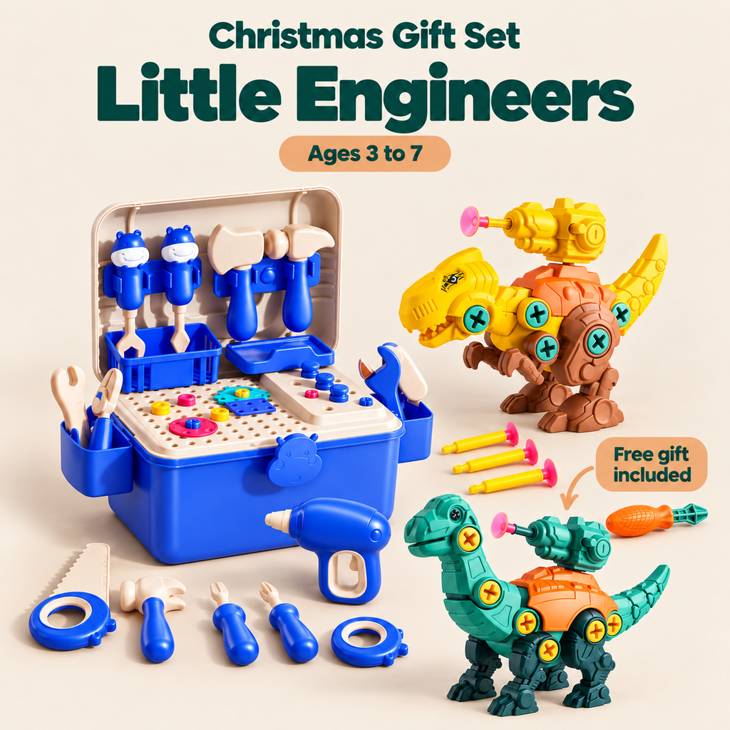 Little Engineers Christmas Gift Set with included free gift, age guidance and gift label