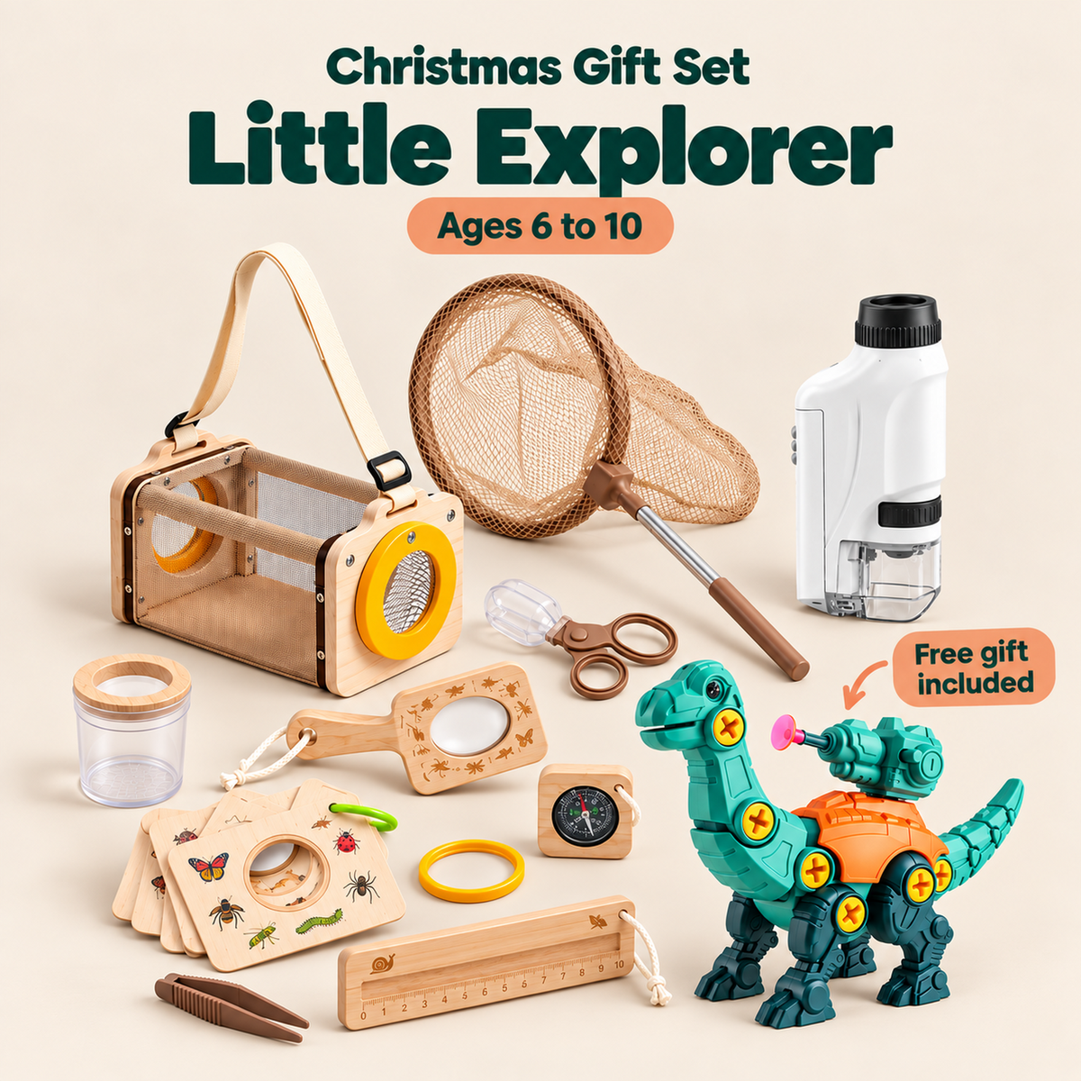 Little Explorer Christmas Gift Set with included free gift, age guidance and gift label