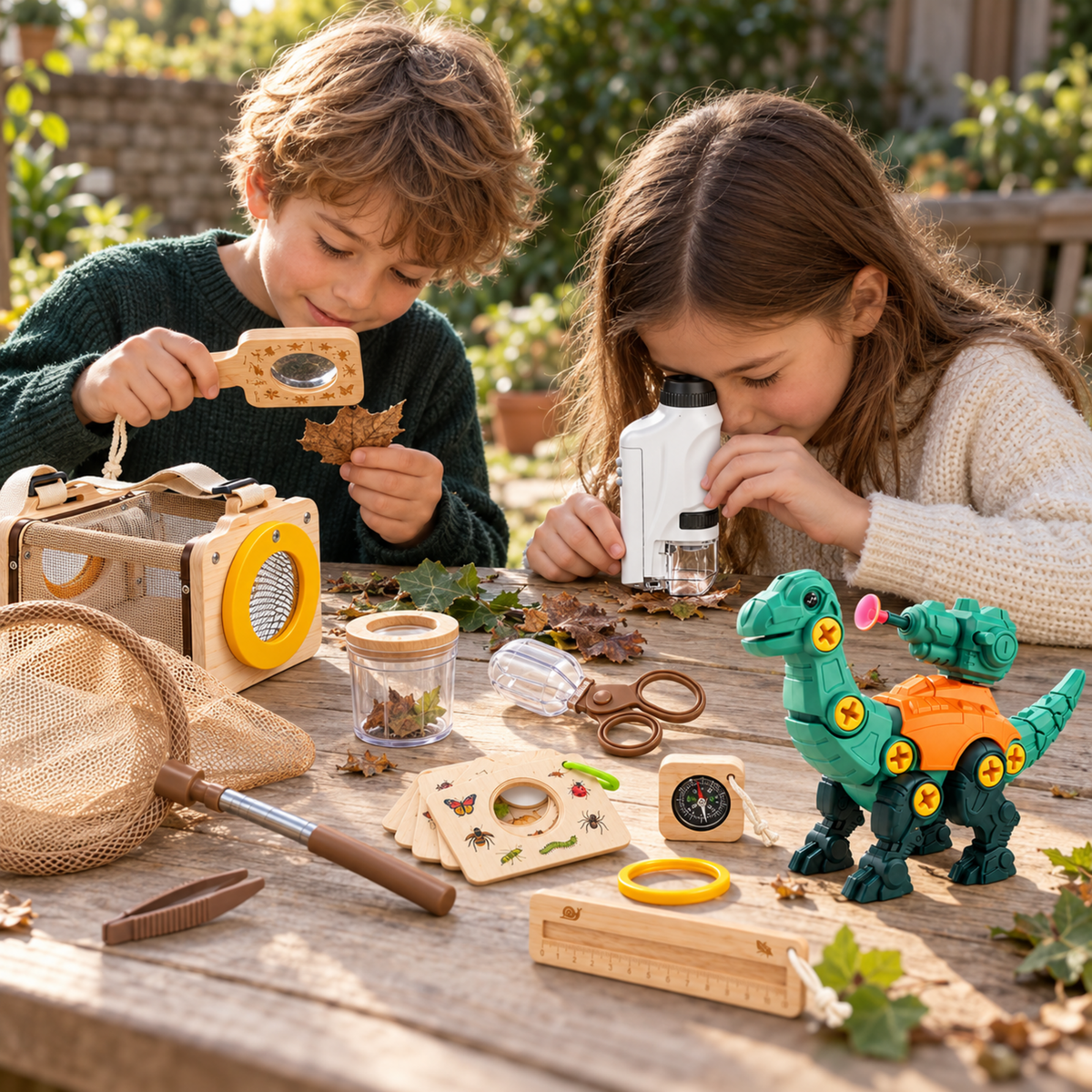 Children playing with the Little Explorer Christmas Gift Set
