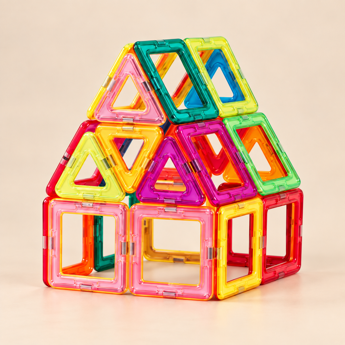 Rainbow Magnetic Tiles Building Set – 84 pieces – toy-only studio photograph