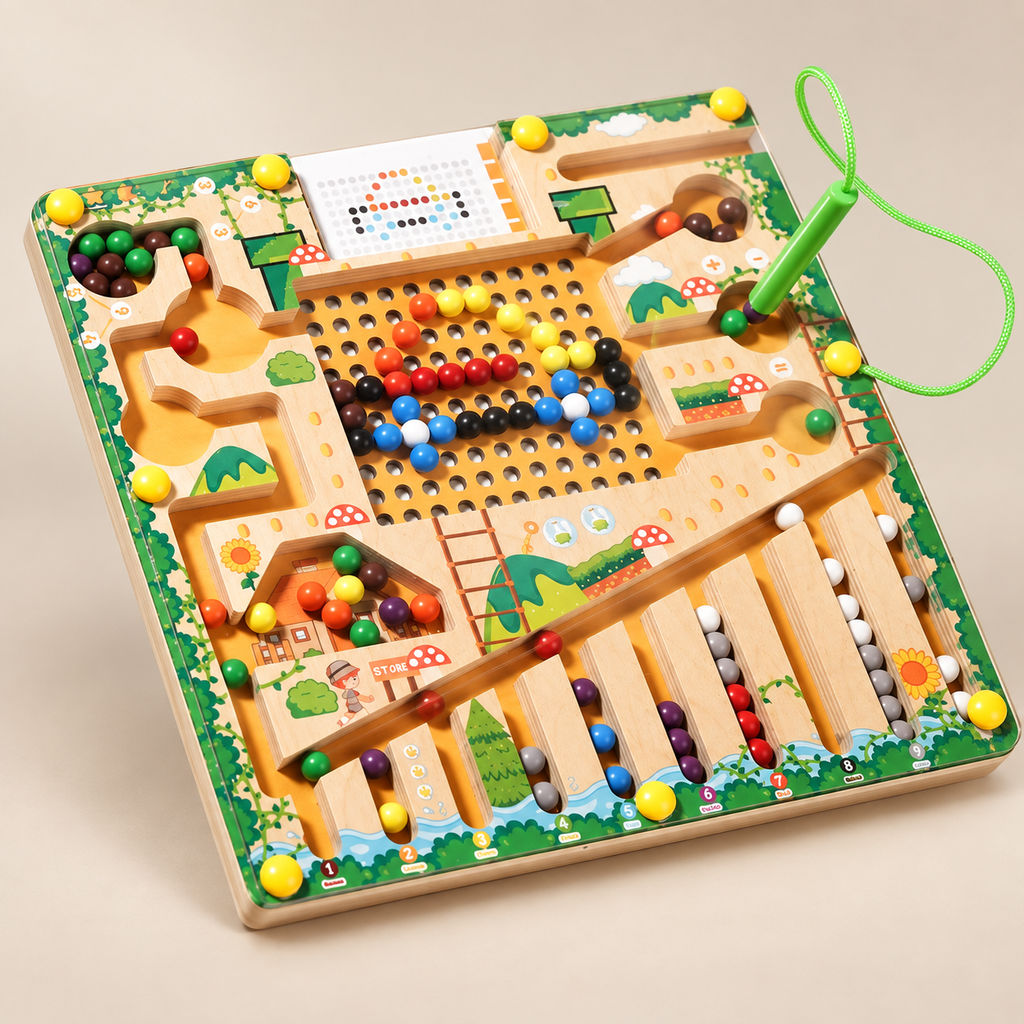 Magnetic Counting & Colour Maze — Pivoli Toys — beige studio product photograph