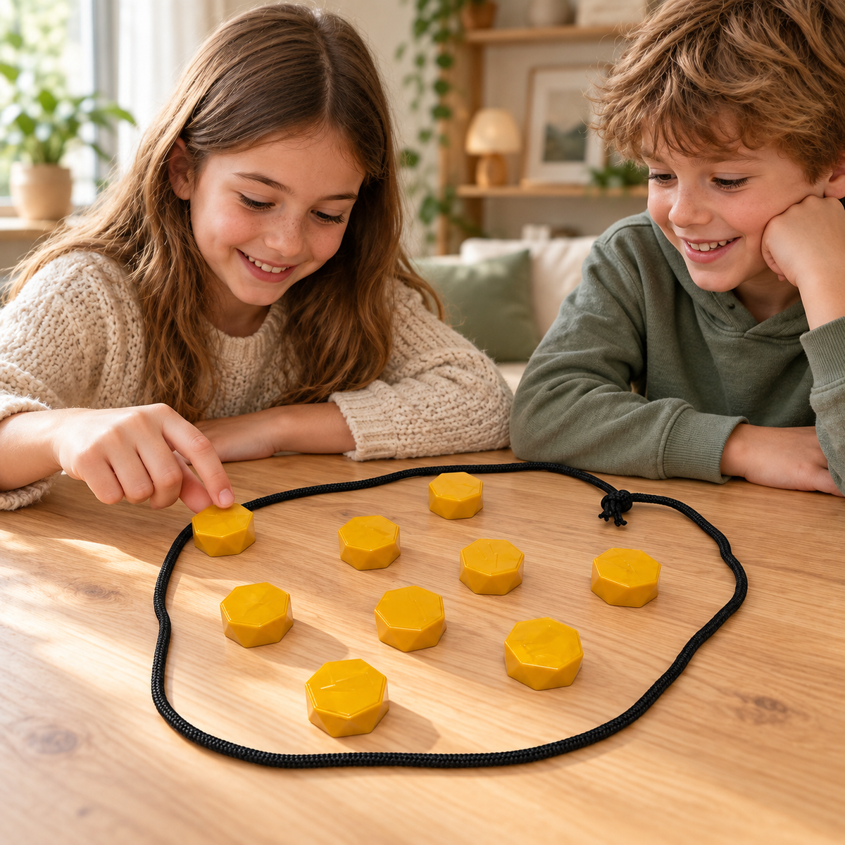 Child using the magnetic strategy game in a home play setting