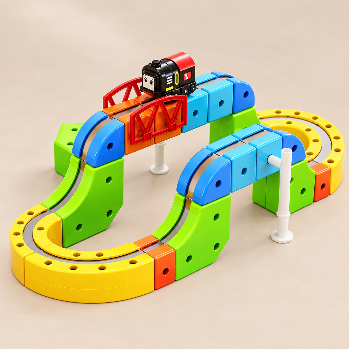 Magnetic Train Track Building Set – 62 pieces – toy-only studio photograph