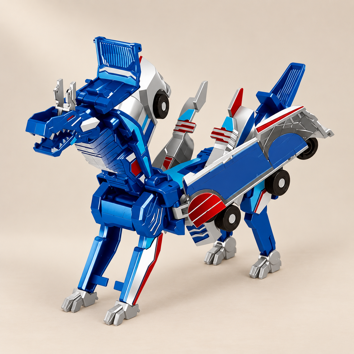 Magnetic Transforming Creature Car — Pivoli Toys beige studio photograph