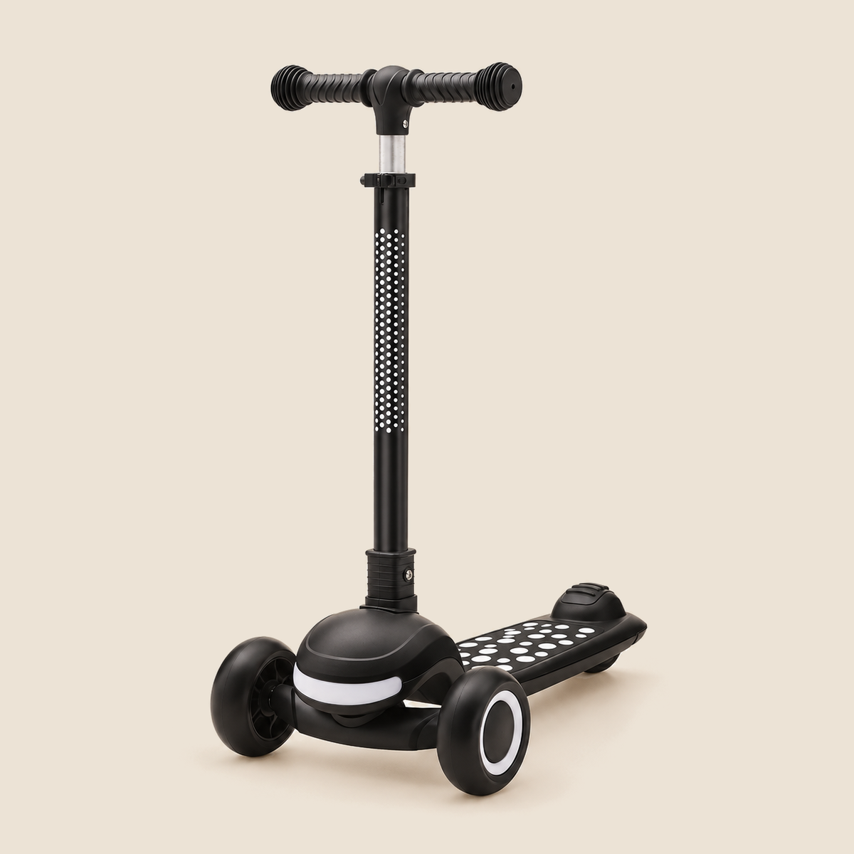 Kids 3-Wheel Folding Scooter with Light-Up Wheels – Black – Pivoli Toys