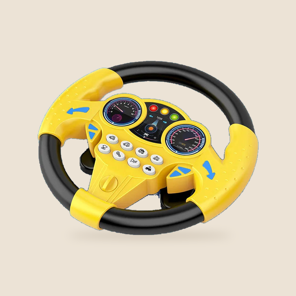 Musical Steering Wheel Toy with Lights – Yellow – Pivoli Toys