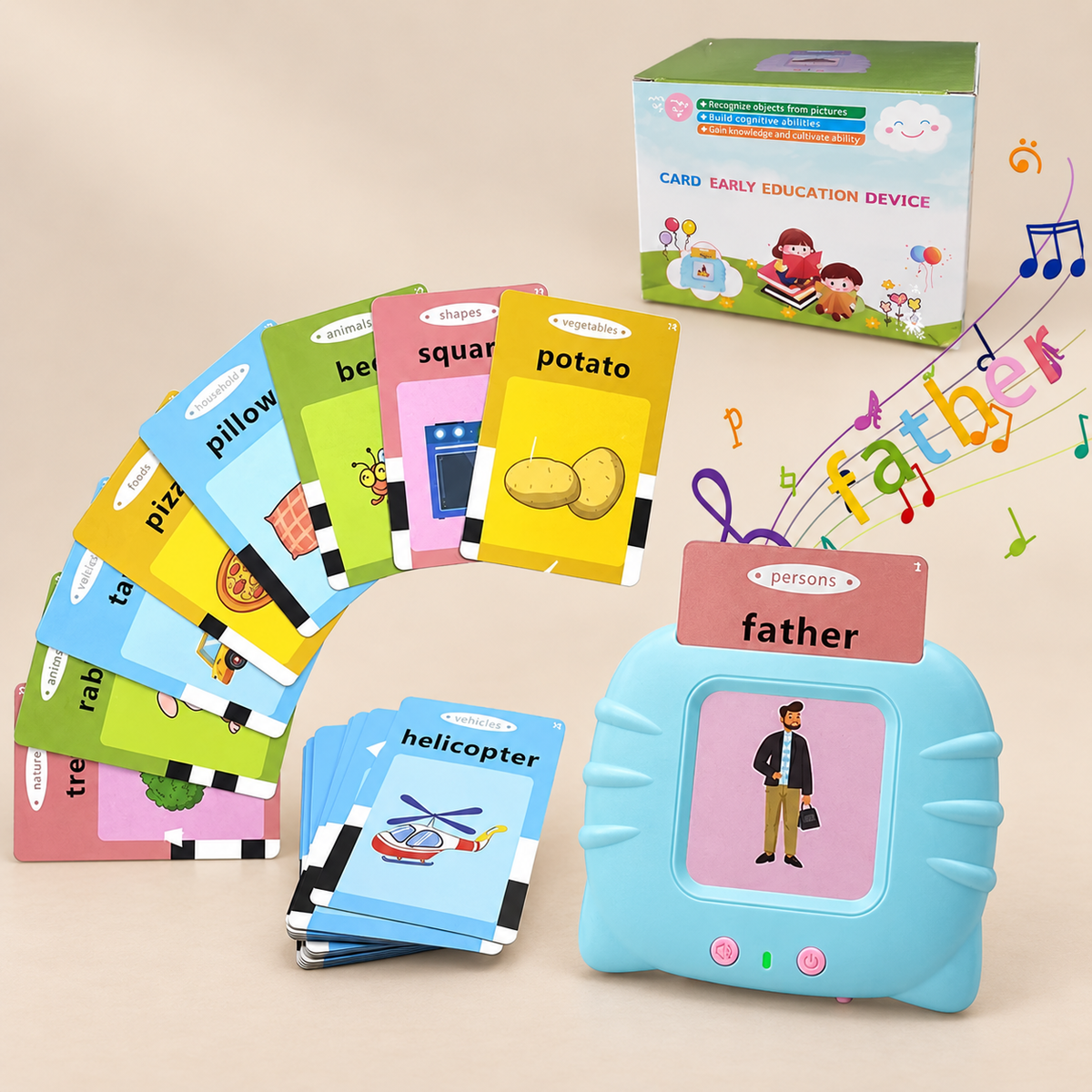 English Talking Flash Cards with Card Reader – 255 cards – Pivoli Toys