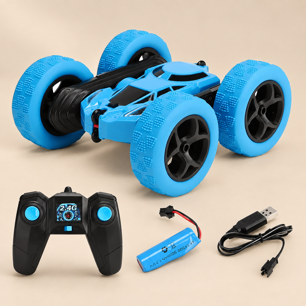 Double-Sided Remote Control Stunt Car – Blue – Pivoli Toys