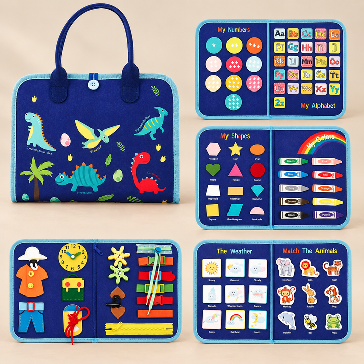Felt Busy Book with Carry Handles – Dinosaur – Pivoli Toys