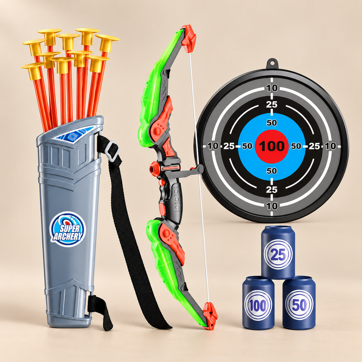 Kids Archery Set with Suction-Cup Arrows – Green bow – Pivoli Toys