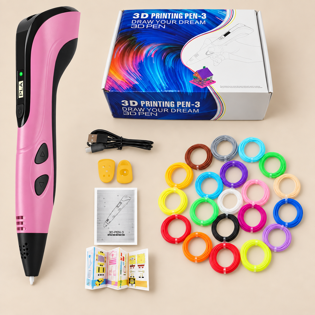 3D Printing Pen with 100m PLA Filament – Pink – Pivoli Toys