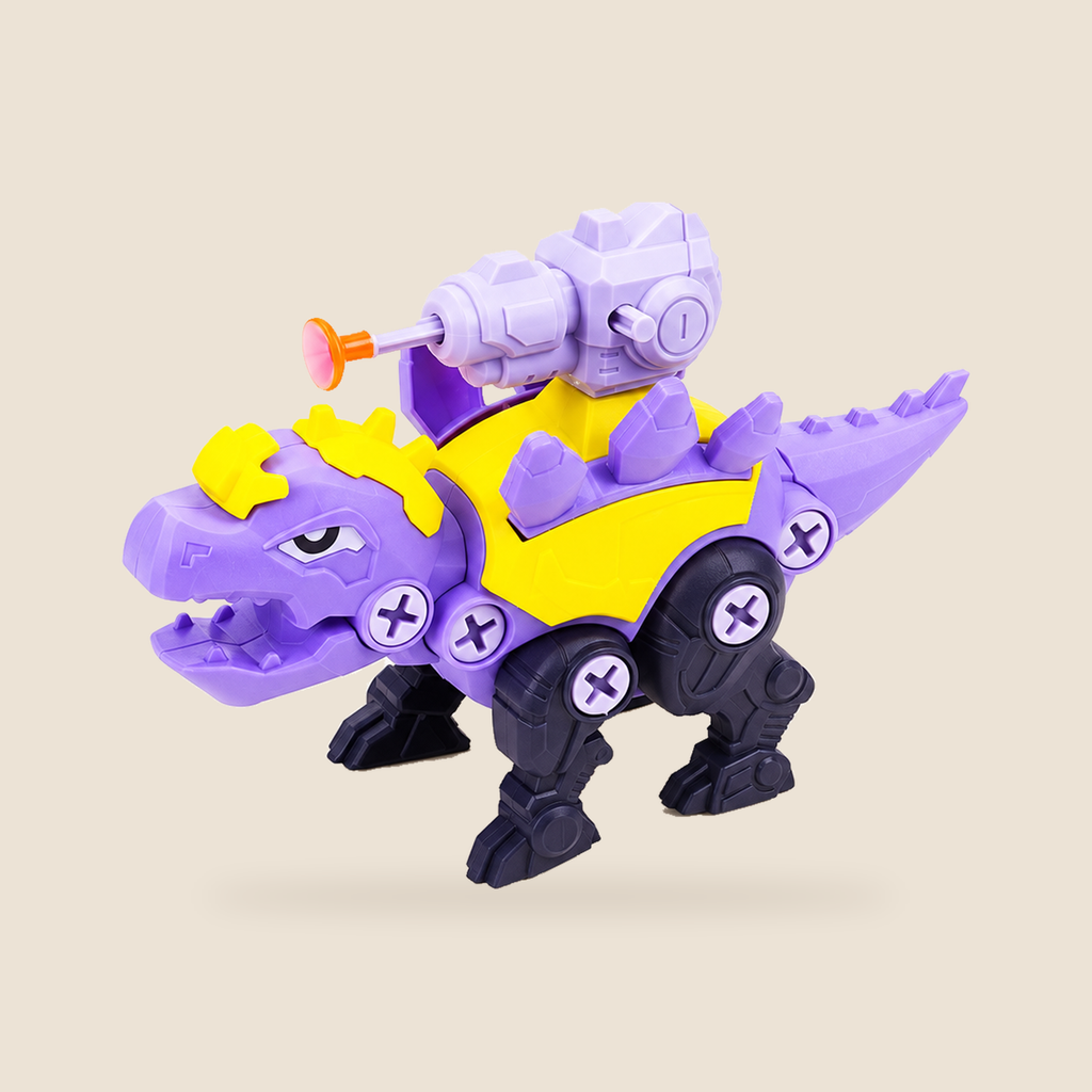 Take-Apart Dinosaur Construction Toy – Purple Triceratops – Pivoli Toys