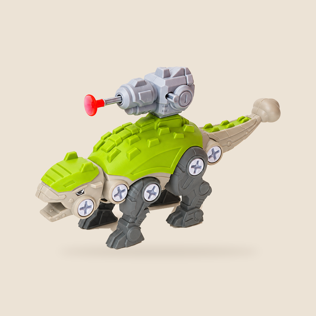 Take-Apart Dinosaur Construction Toy – Grey Ankylosaurus – Pivoli Toys