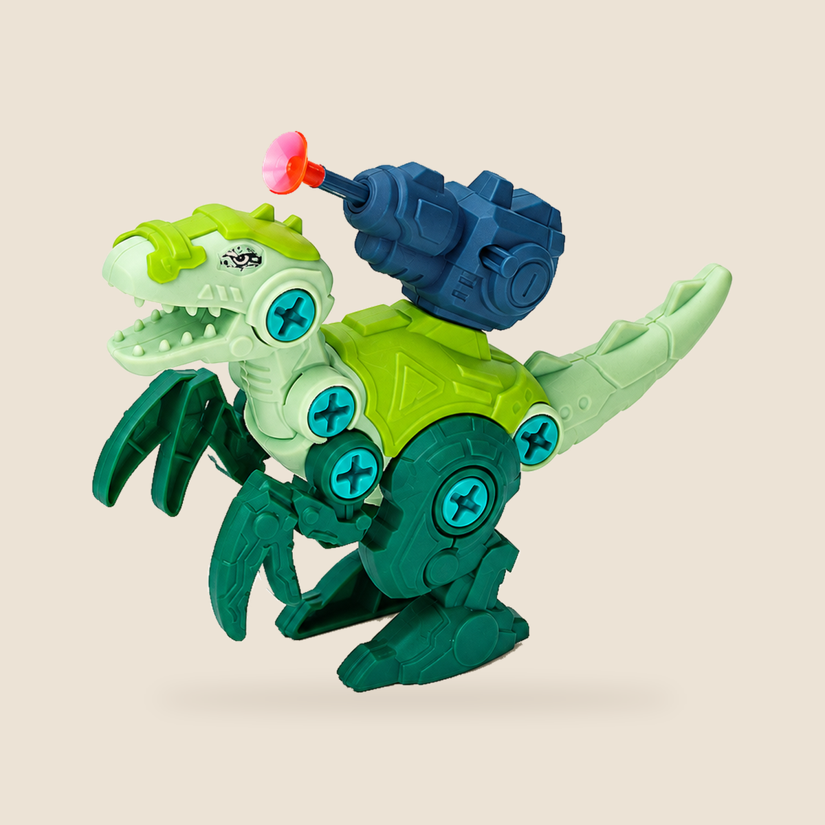 Take-Apart Dinosaur Construction Toy – Dark Green Velociraptor – Pivoli Toys