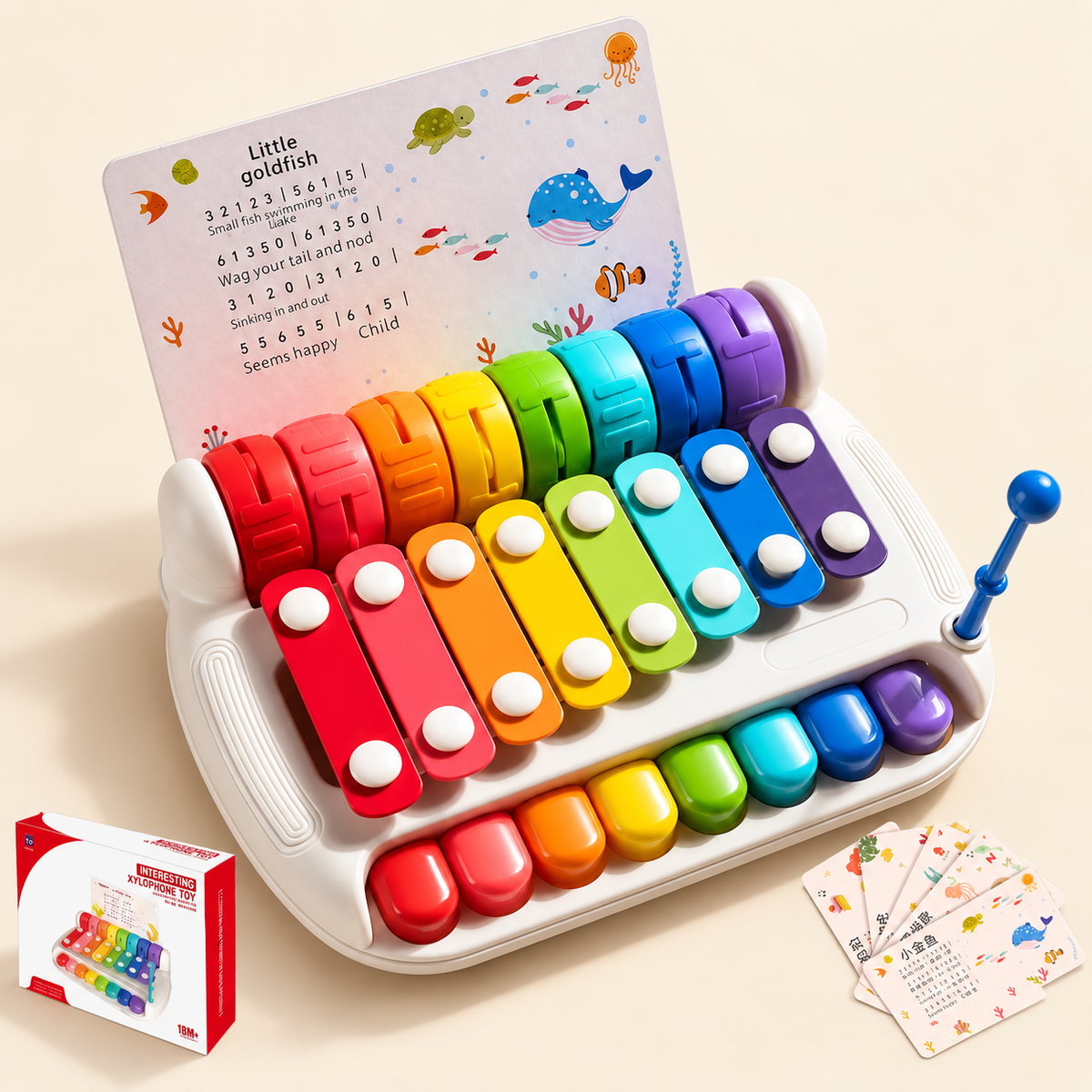 8-Note Musical Hand Piano – White – Pivoli Toys