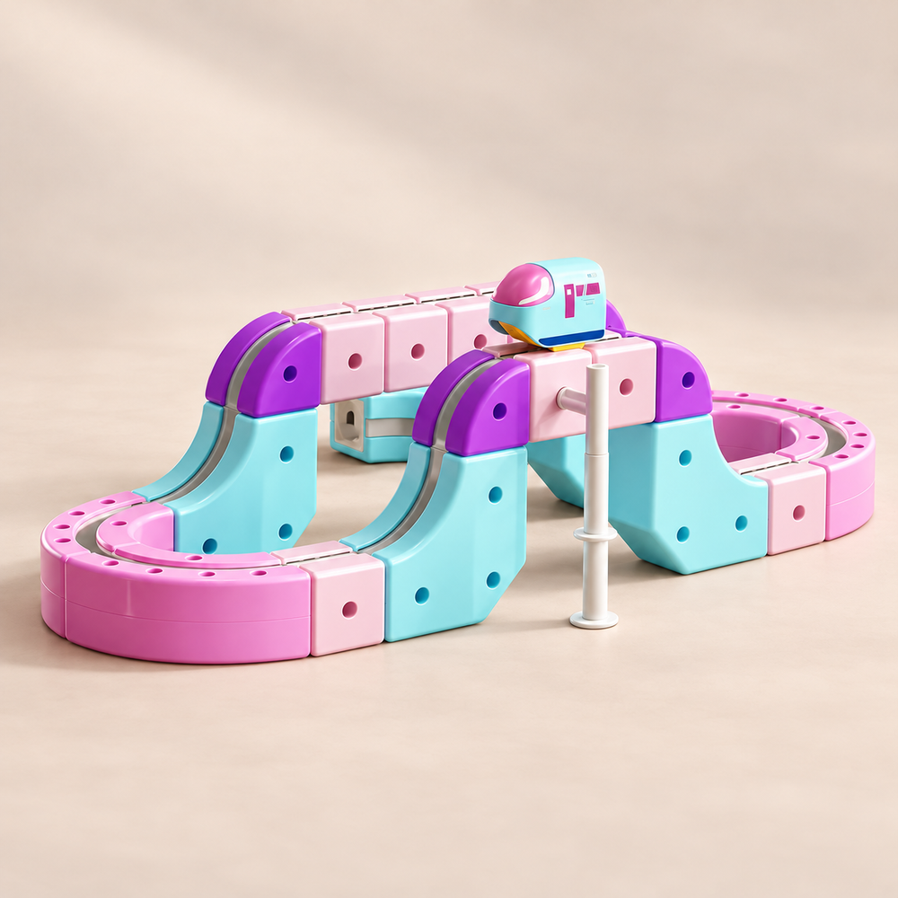 Pastel Magnetic Car Track Building Set