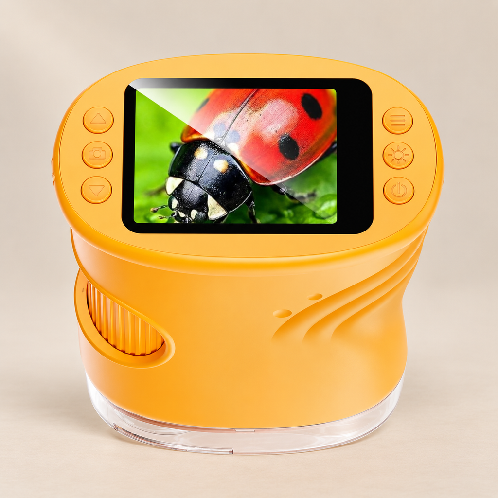 Pocket Digital Microscope — Orange — Pivoli Toys beige studio photograph