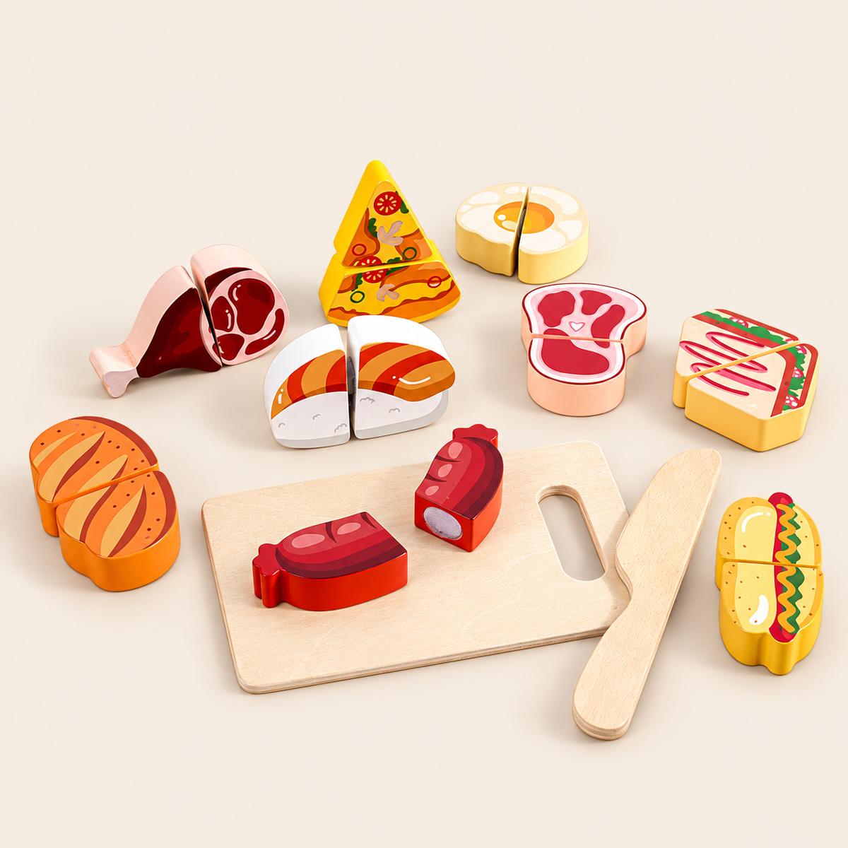 Wooden Cutting Play Food Sets - Meals
