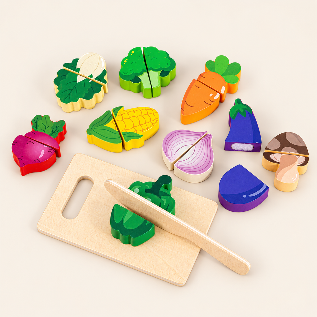 Wooden Cutting Play Food Sets - Vegetables