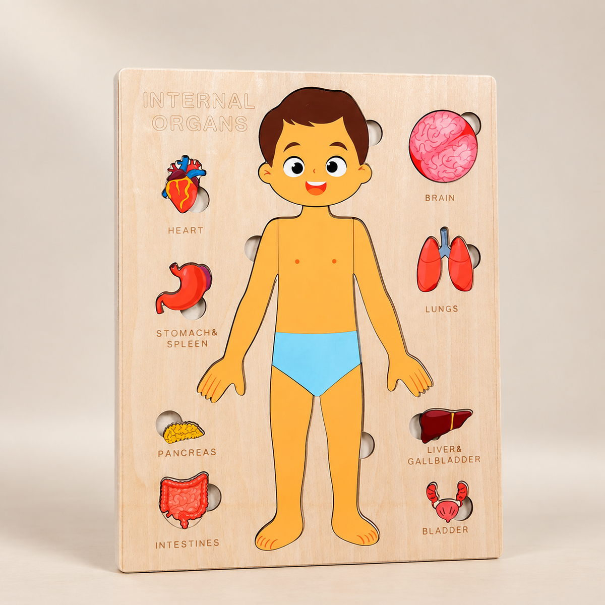 Wooden Human Body Puzzle — Pivoli Toys beige studio photograph