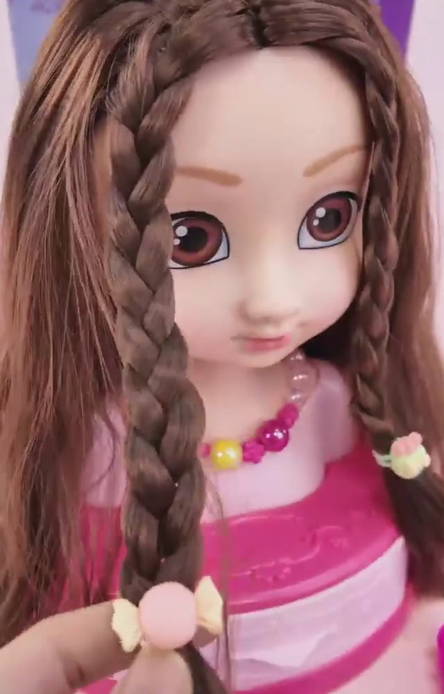 Doll Styling Head with Hair Accessories — product demonstration