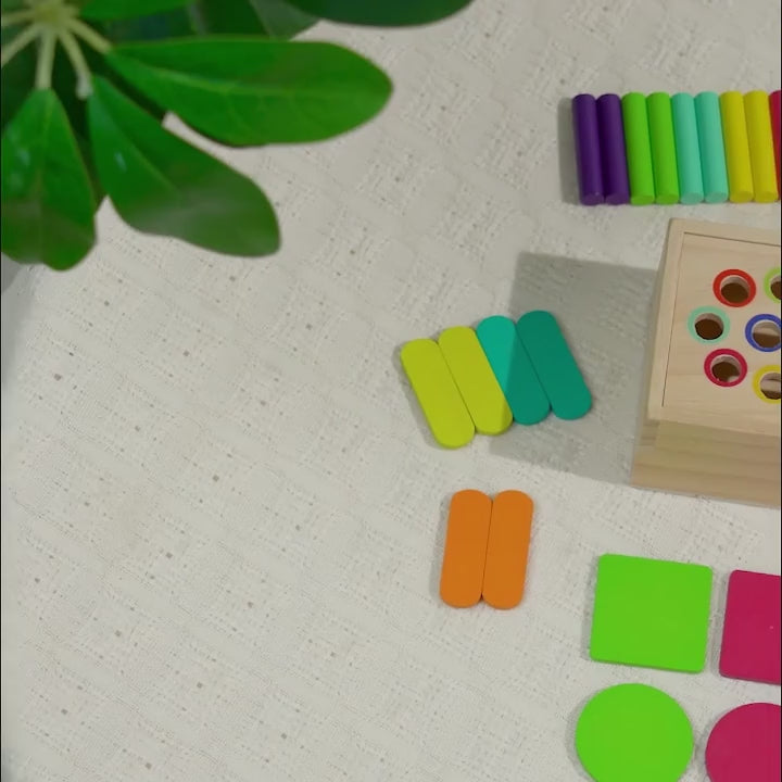 Wooden Shape and Colour Sorting Box — product demonstration