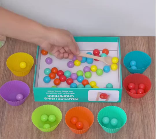 Wooden Bead Colour Sorting Game with Bowls, product video