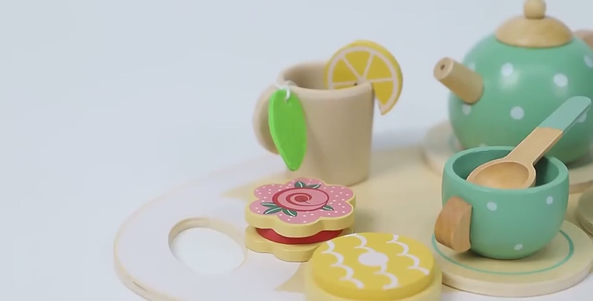Wooden Afternoon Tea Set — product demonstration
