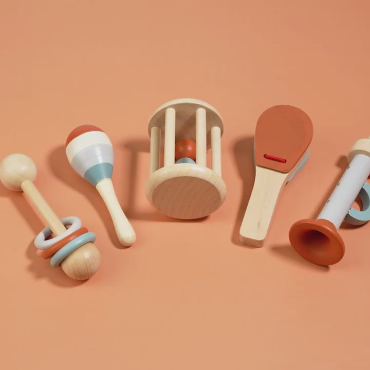Wooden Musical Instruments - Set of 5 — product demonstration
