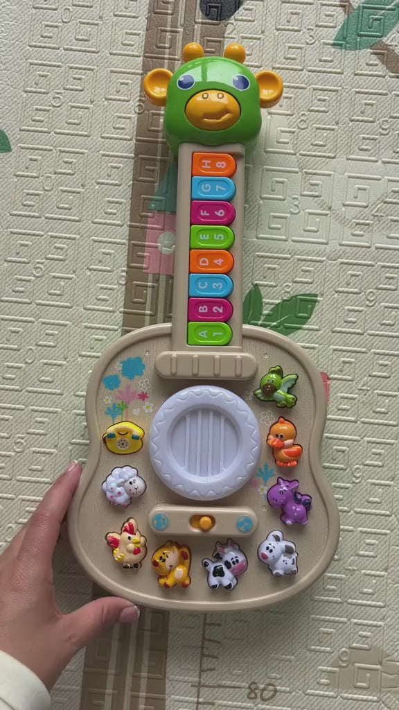 Kids Musical Toy Guitar, Giraffe Design, button demo