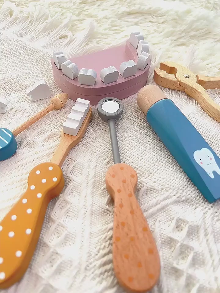 Wooden Dentist Play Set — product demonstration
