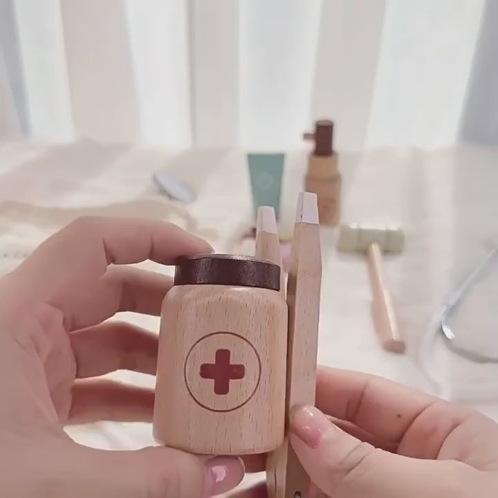 Wooden Doctor's Kit — product demonstration